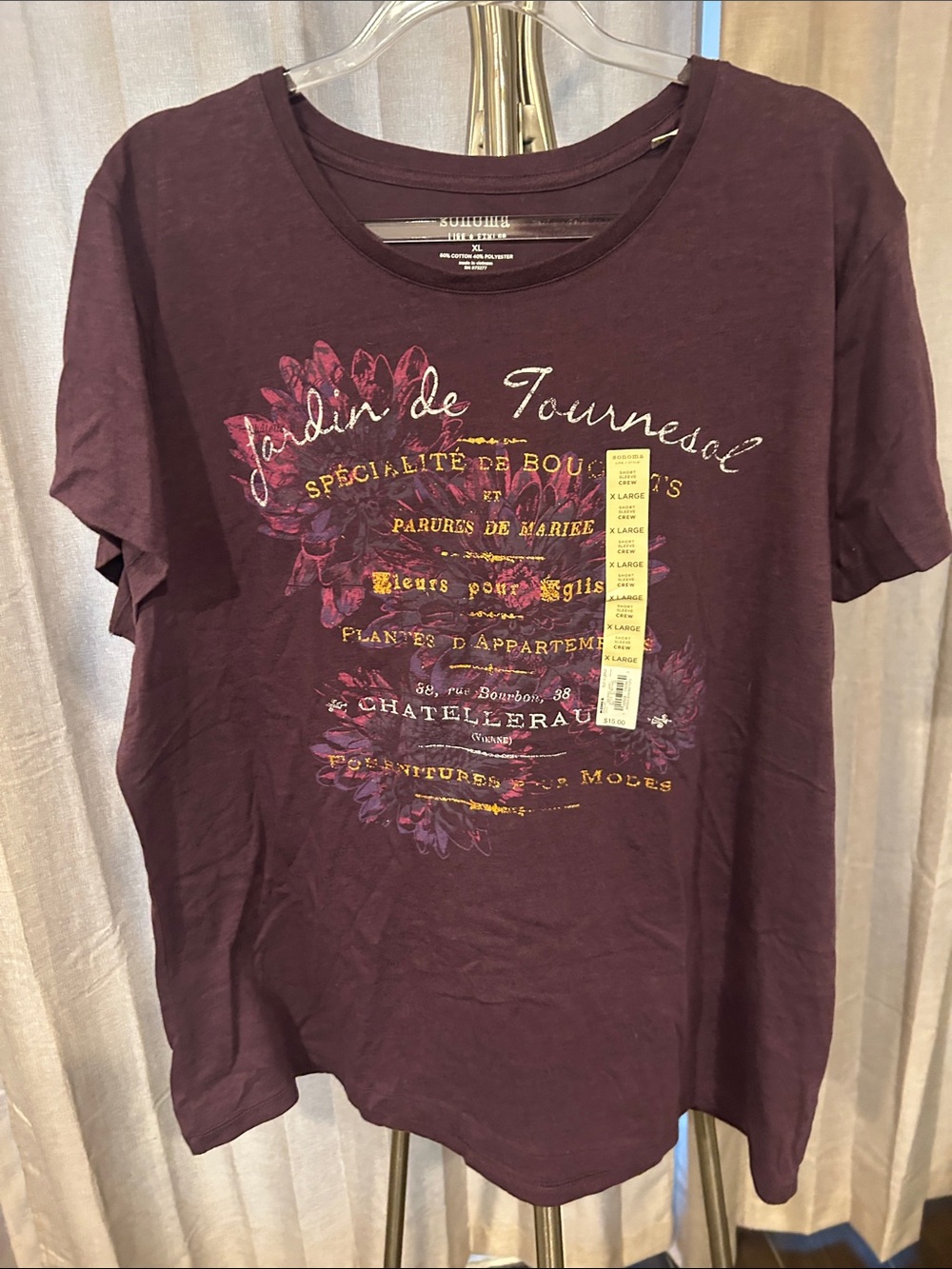 Sonoma Burgundy Short-Sleeve Graphic Tee with Gold Accents - Picture 5 of 6